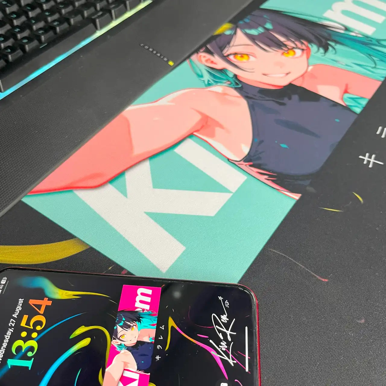 Tapete de escritorio para juegos KiraRem Cyan - Edición VTuber